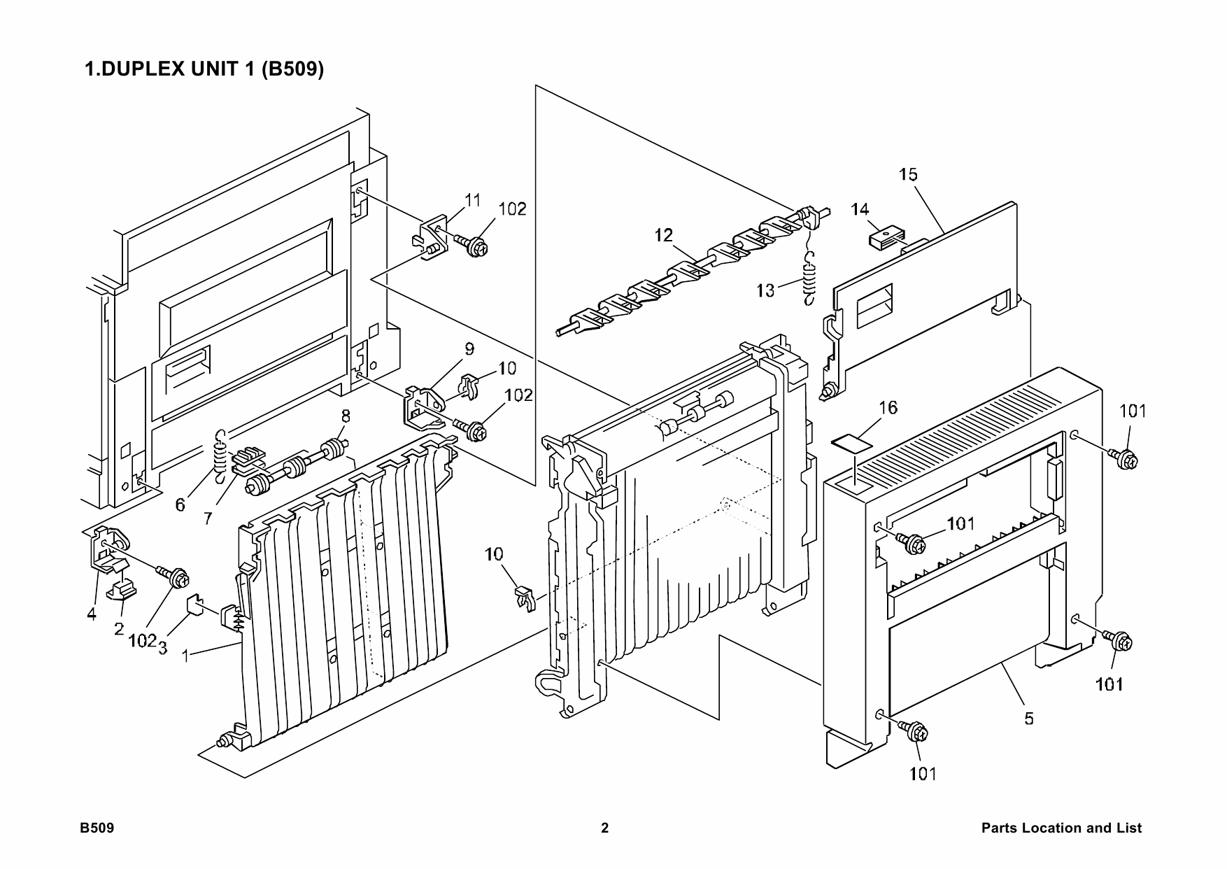 RICOH Options B509 DUPLEX-UNIT-AD430 Parts Catalog PDF download-2